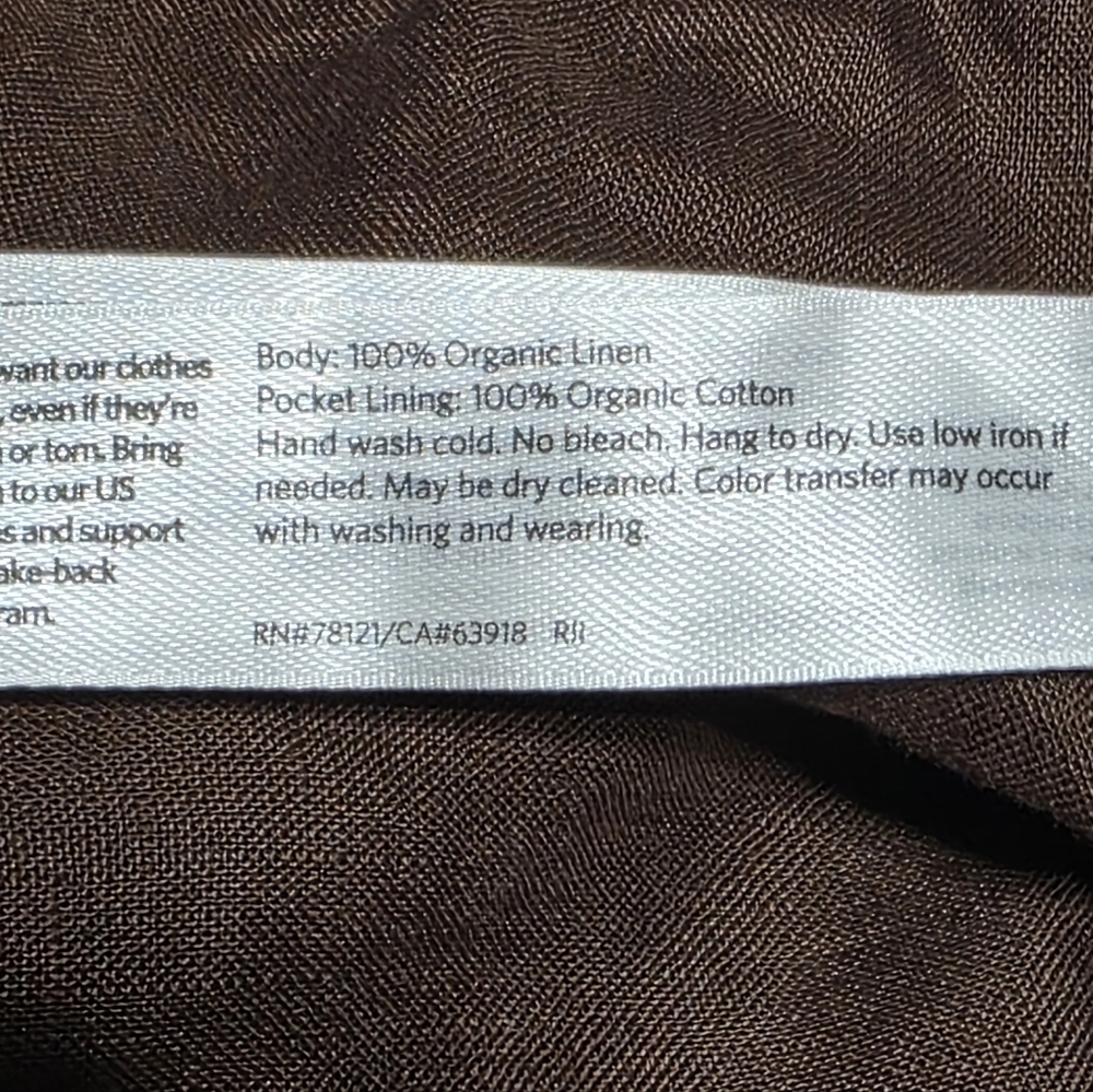 EUC EILEEN FISHER ORGANIC LINEN BROWN ELASTIC WAIST PANTS SZ L - Picture 6 of 6